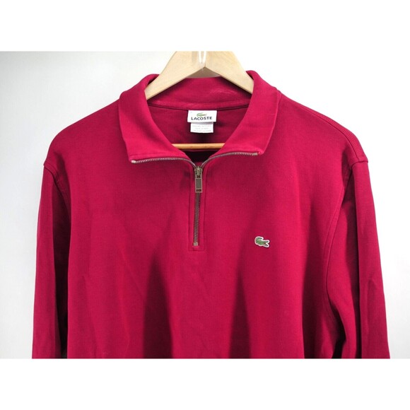 Lacoste Mens Sweatshirt Red 1/4‎ Quarter Zip Size 6 - Picture 1 of 9